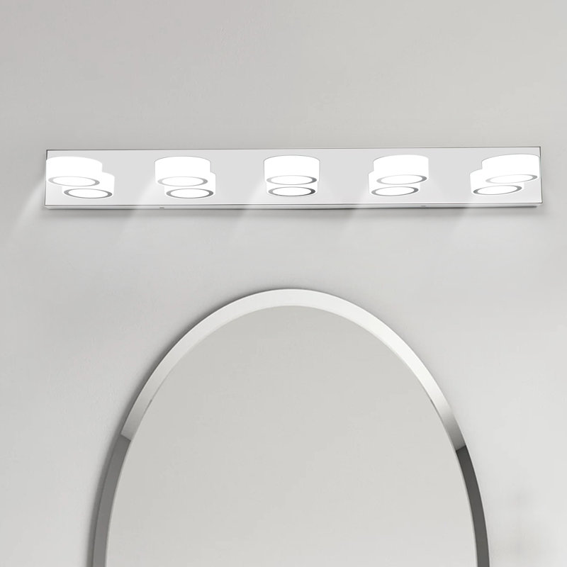 Éclairage à 5 lumières DEL pour meuble-lavabo, barre de salle de bain chromée pour salle de bain, miroir de meuble-lavabo et salon