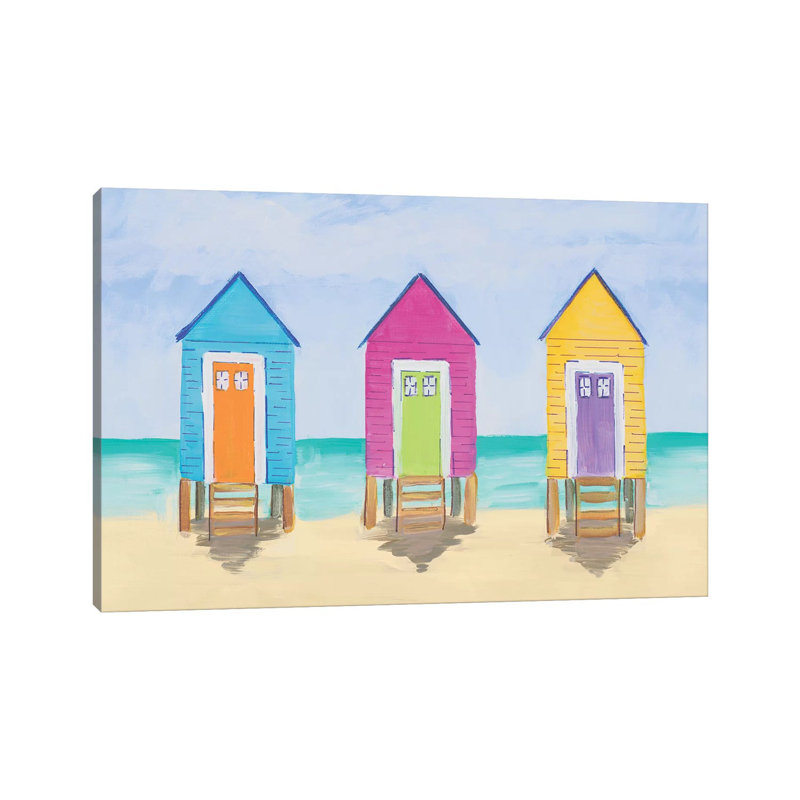 " Beach Shacks " by Julie Derice, Wrapped Canvas, No Mat, 12'' H x 8'' W x 0.75'' D