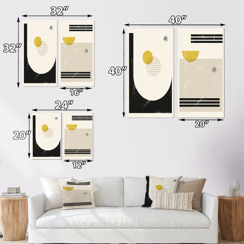 Graphic Vintage Minimal Architecture I - ensemble de 2 impressions, Toile tendue, H 20 po x l 24 po x P 1 po