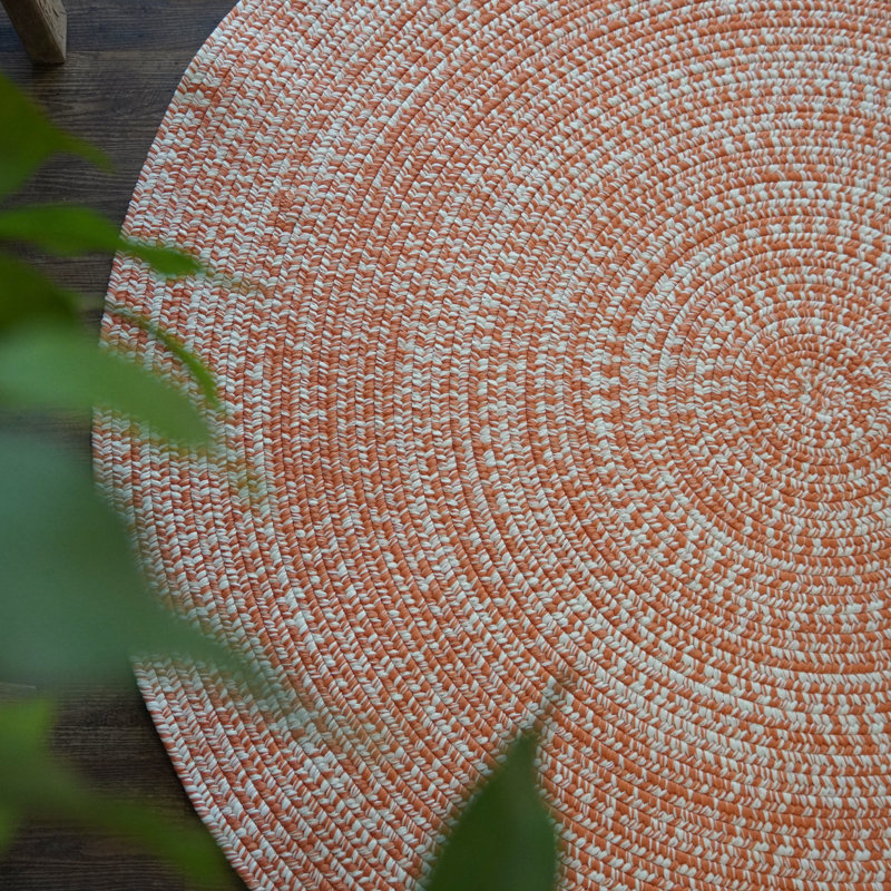 Tapis rond en tweed orange Annalena, Rond 5 pi