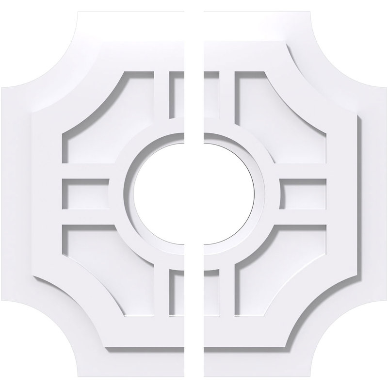 18" White PVC Contemporary Two-Piece Ceiling Medallion