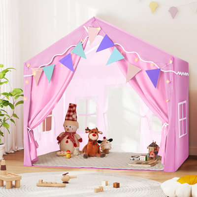 53.9" L X 36.4" W  Kids Tent Playhouse With Led Star Light & Padded Mat