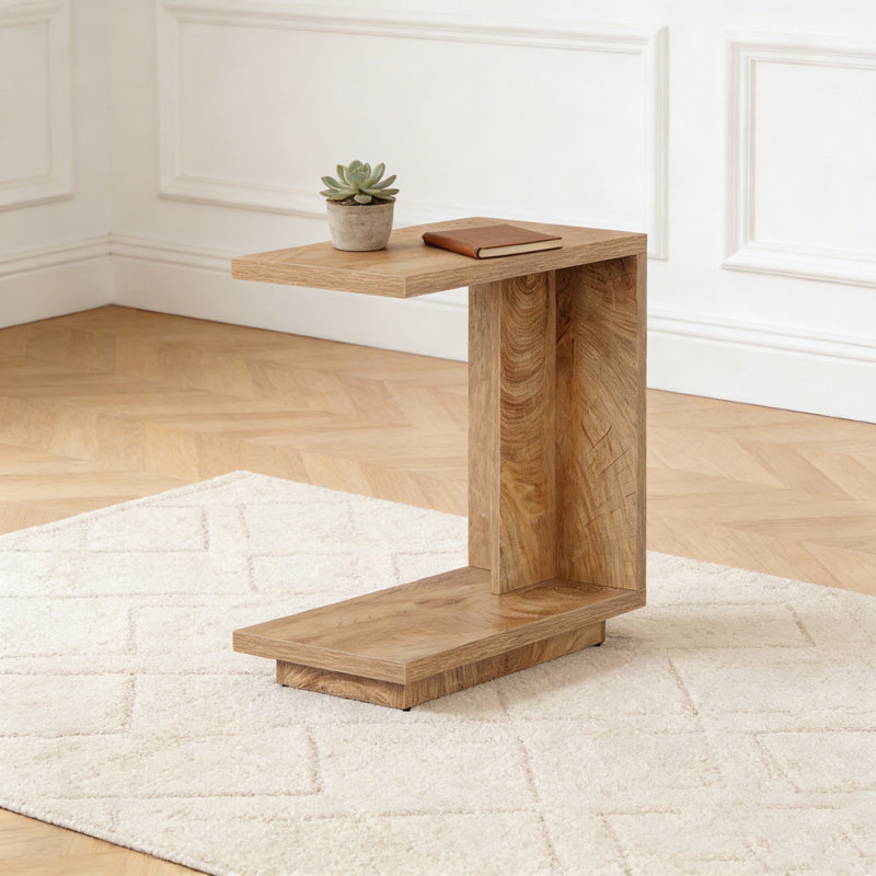 Table de chevet en bois en forme de C Table de chevet
