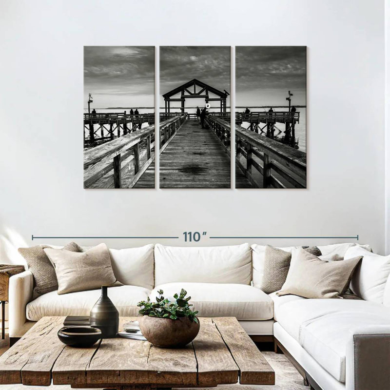 Monochrome potomac fishing pier Aletra, H 48 po x l 74 po