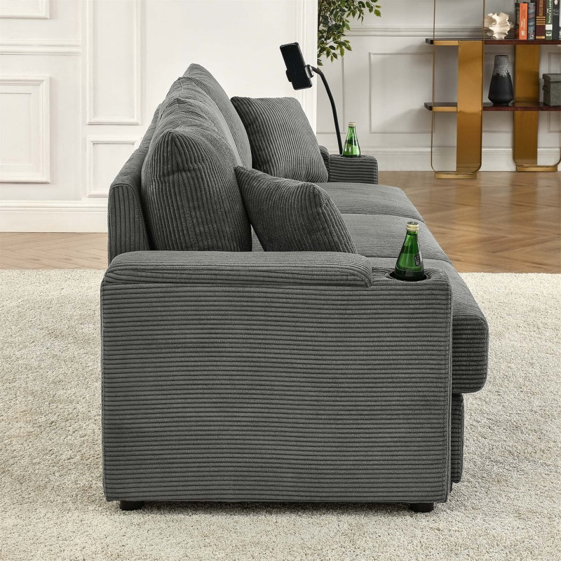 Ensemble de canapé luxueux avec rangement et porte-gobelets pour le confort du salon