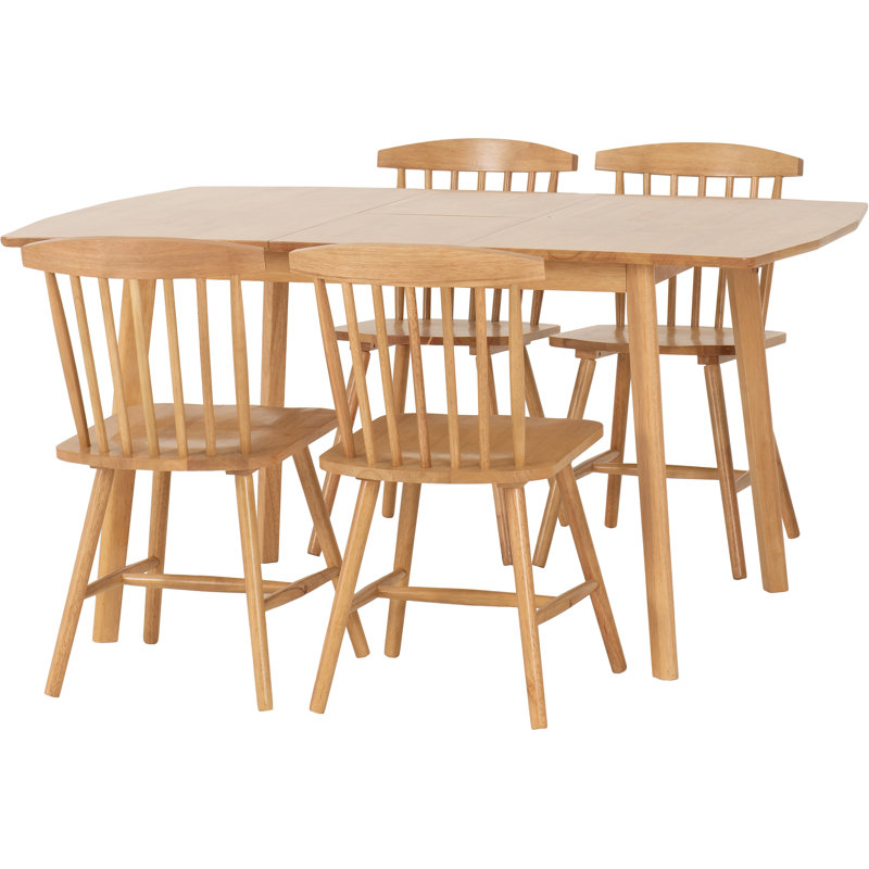 Stanleytown 4 - Person Butterfly Leaf Rubberwood Solid Wood Dining Set