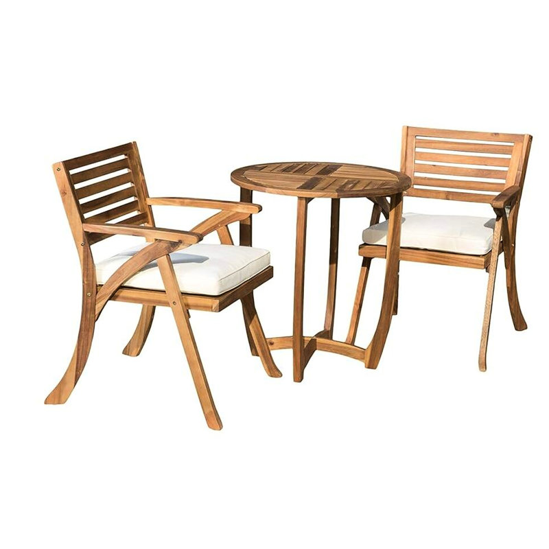 Ensemble de salle à manger de jardin en bois avec coussins - et élégant groupe d'extérieur Kd