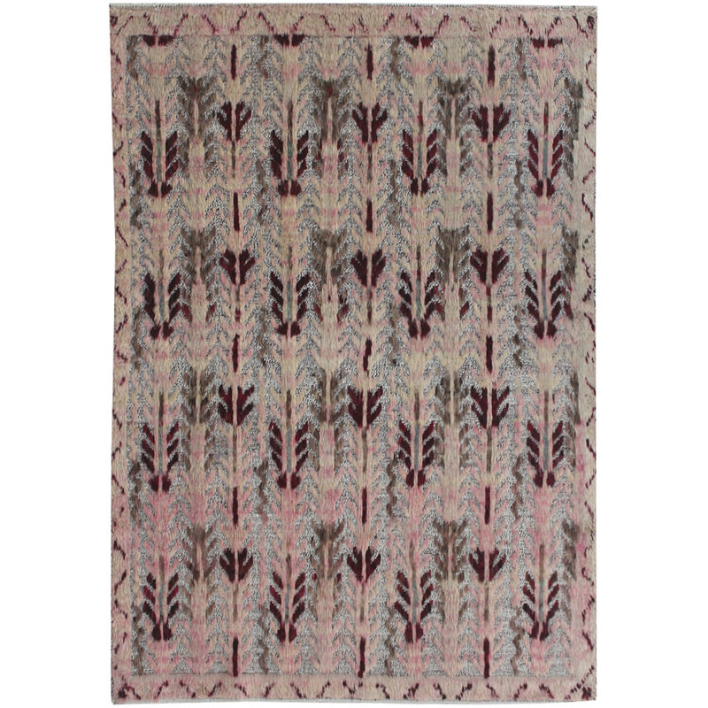 Rectangle 167 cm x 228 cm Geometric Hand Knotted Area Rug