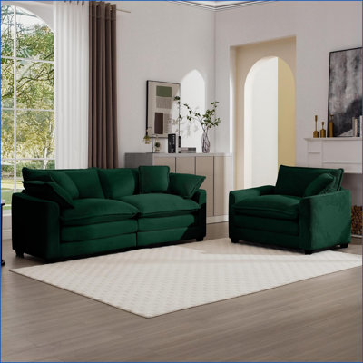 Sofas 2-Piece Set – Single + 3-Seater for Living Room/Bedroom | Slate Gray Corduroy