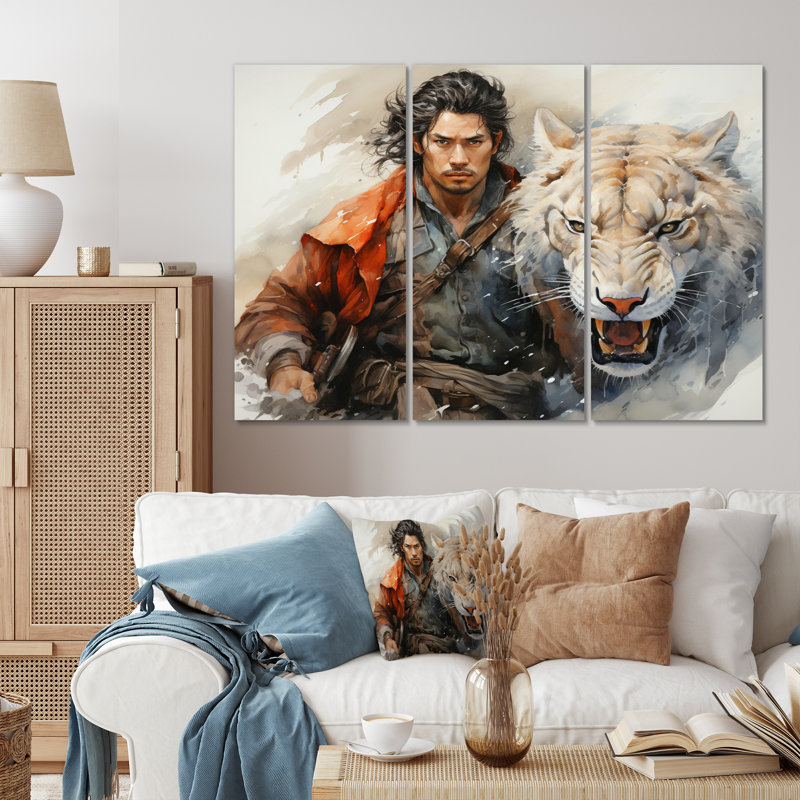 «China Art Warriors Spirit I» sur toile, reproduction de 3 pièces, H 32 po x l 48 po x P 1 po