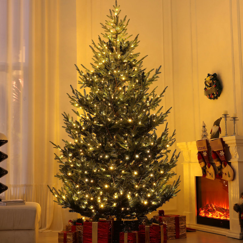 Arbre de Noël 11 modes avec embouts de branches 1939, pin artificiel nordique, sapin artificiel à 300 lumières DEL, pin, Happy Celebration