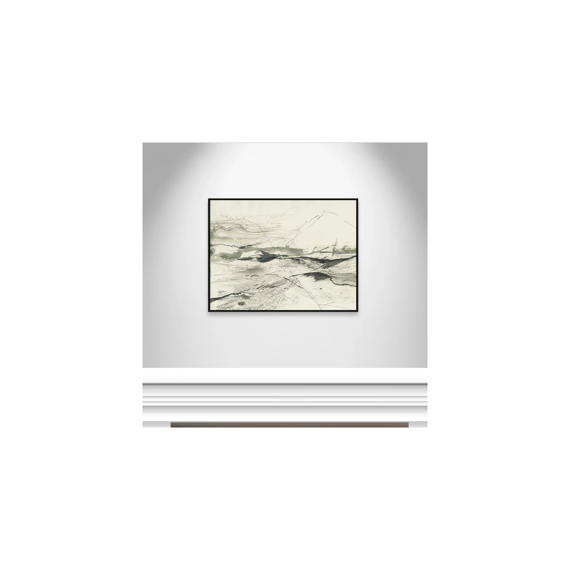 Green Sketches by PI Studio, No Mat, Espresso Floater Framed, 37.5" H x 49.5" W x 2" D