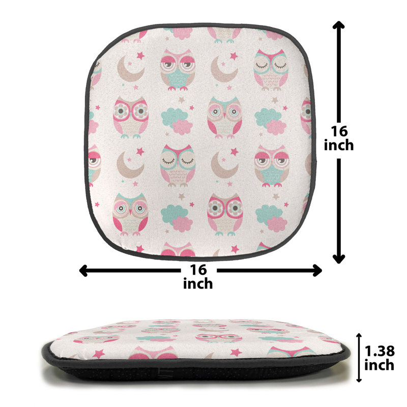 Outdoor 1.38'' Dining Chair Seat Cushion, Beige/Pink