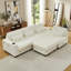 Canapé modulaire en L Corduroy avec repose-pieds détachable, accoudoirs latéraux doubles, poches de rangement intégrées et porte-gobelets, pieds de support en plastique robuste pour le salon - beige