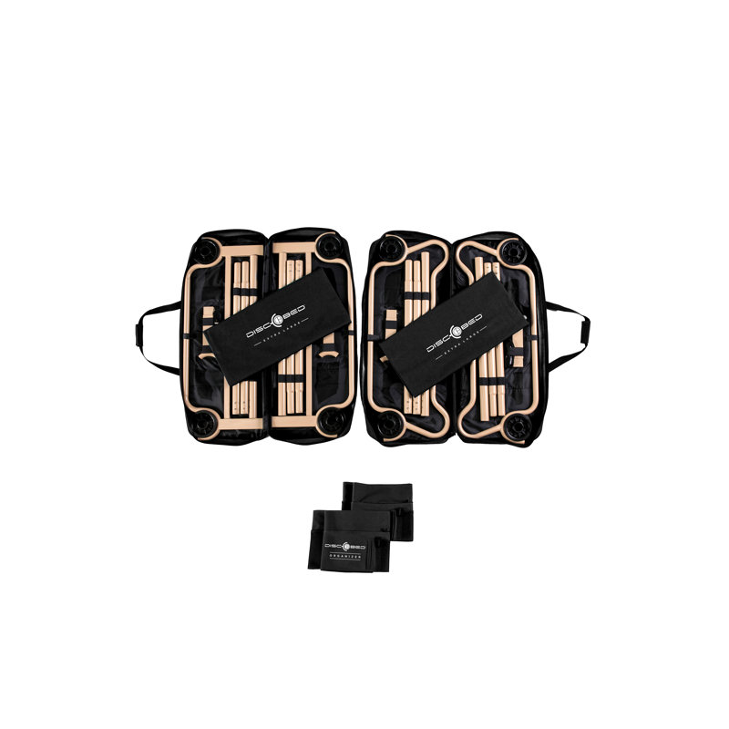 Black Steel Double Camping Cot with Storage Organizers