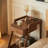 Modern Minimalist Black Walnut Wood Mobile Side Table with Wheels