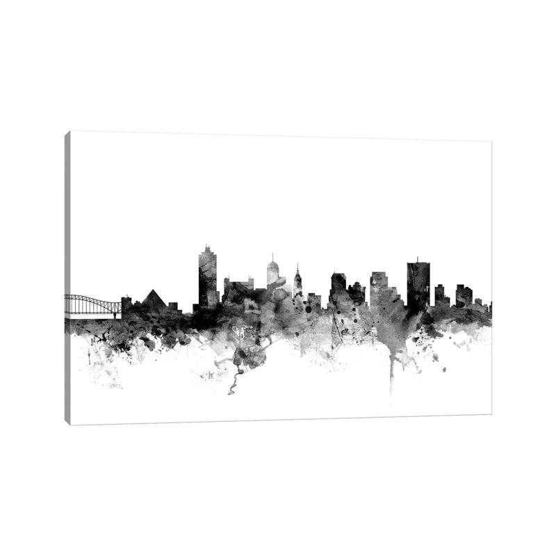 Memphis, Tennessee In Black & White by Michael Tompsett - 1 Piece Wrapped Canvas Wall Art