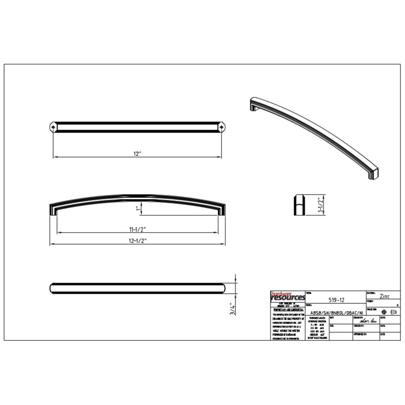 Delgado Appliance Pull, 12", Polished Nickel
