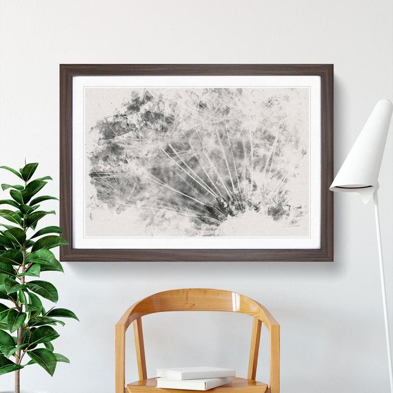 Dandelion Seed Sketch - Picture Frame Painting, Walnut Framed, 40cm H x 60cm W x 2cm D