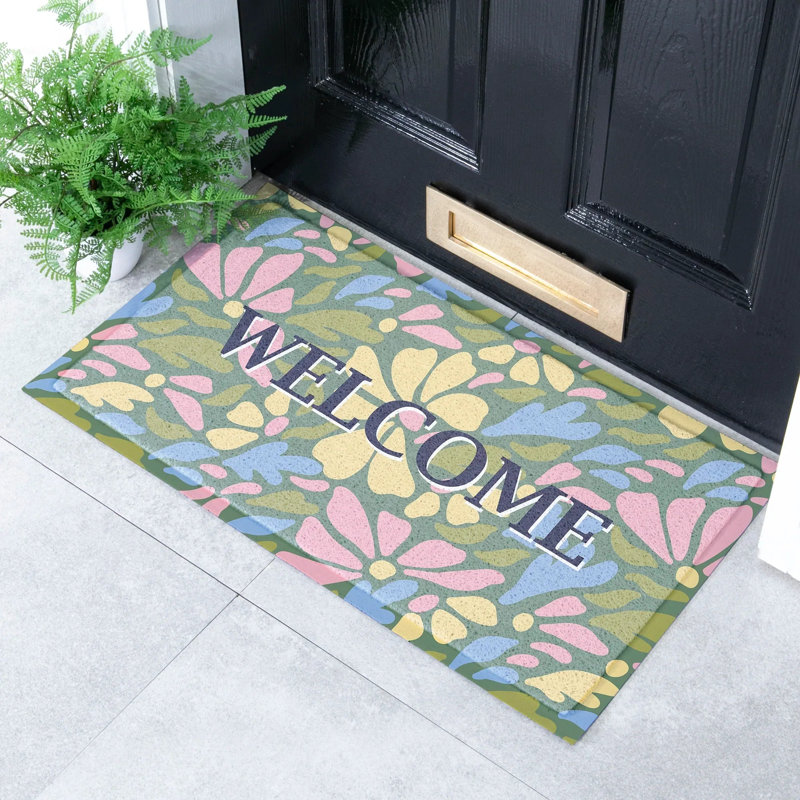 Non-Slip Floral Doormat