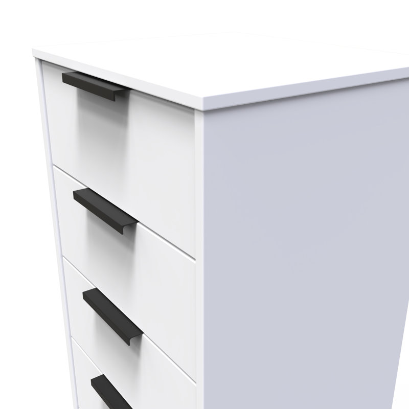 Turah 5 Drawer Bedside Cabinet (Ready Assembled), White Matt
