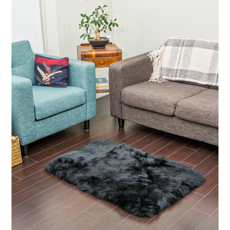 Tapis intérieur / extérieur noir tissé à la main