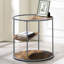 Table de bout industrielle en noyer et gris avec 3 tablettes et cadre thermolaqué à grain de bois de 24 pouces de profondeur et 1 pièce incluse avec l'acier large seulement
