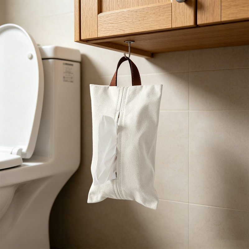 Boîte à mouchoirs suspendue en toile avec sac à dos et housse de rangement pour tissu pour salon, chambre, salle de bain, bureau de voiture