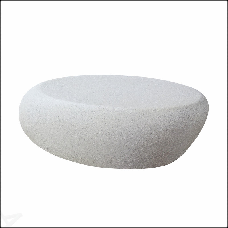 Table basse 43,31 po elliptique en fibre de verre, design rétro et moderne, aucun assemblage requis, finition matte, forme irrégulière