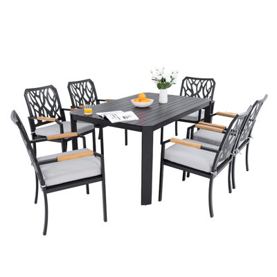 Outdoor Patio - 7, Aluminum, Cushions, Branch-like , Fade Resistance Furniture Ergonomic Design, Nature