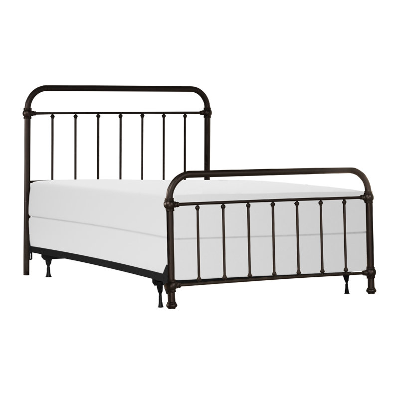 Lit standard à profil bas Melancon, Très grand, Blanc doux / Beige satiné