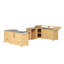 Ensemble de cuisine extérieure en cèdre naturel 7 pièces en forme de U avec évier, espace barbecue, meuble réfrigérateur, double rangement d'angle et bar