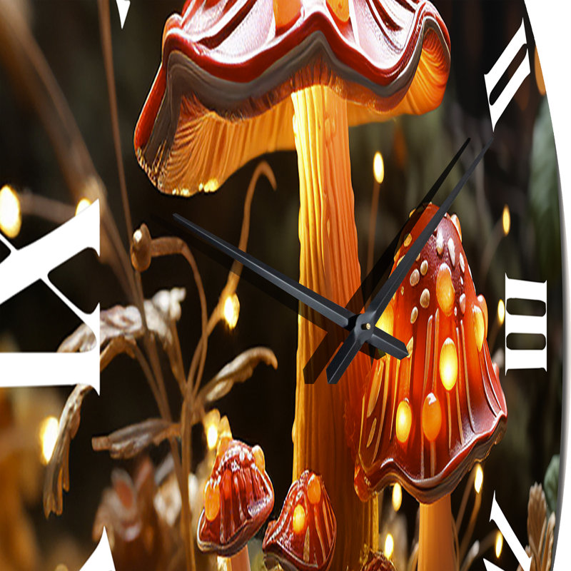 Horloge murale Magical Mushroom Glowing Midnight Forest II, Grand