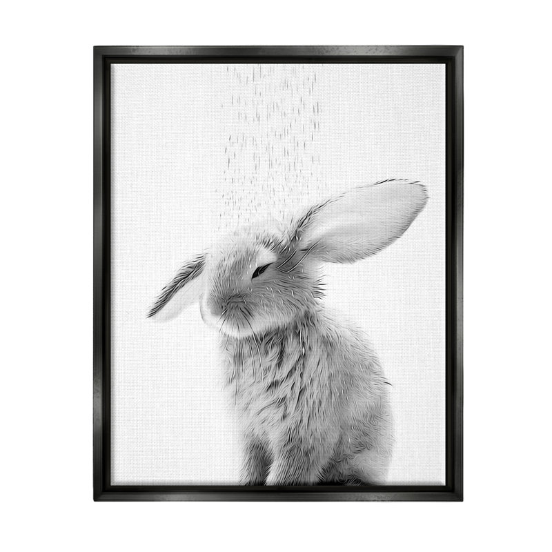 Éclaboussure de salle de bain Bunny, H 31 po x l 25 po x P 1,7 po, Cadre flottant noir de jais