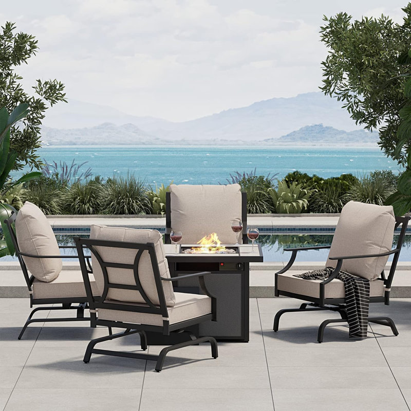 4 - Person Patio Conversation Set with Cushions, Khaki