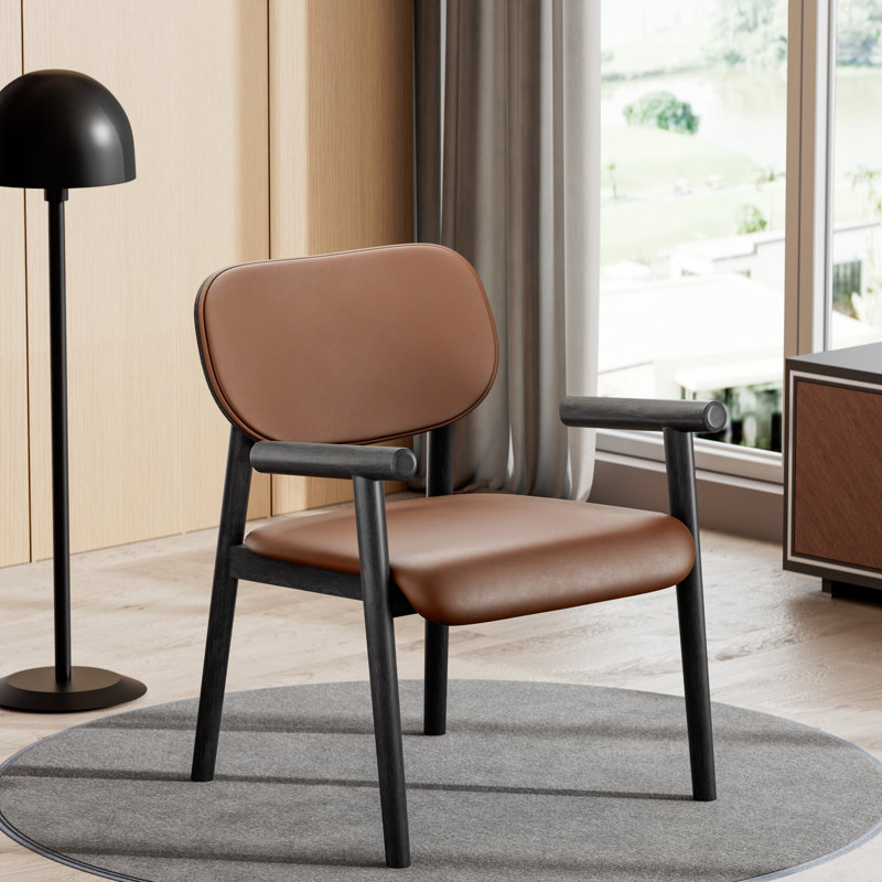 Chaise rembourrée en cuir Mid-Century, Noir, noir, noir, noir