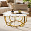 Table basse moderne, centre de table en forme de fleur avec plateau en faux marbre