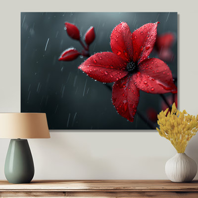 Décoration de gouttes de pluie rouge et noir poinsettia II - Plantes