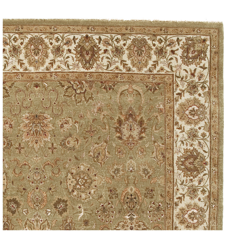 Dharma Floral Area Rug in Light Green/Ivory, Rectangle 4' x 6'