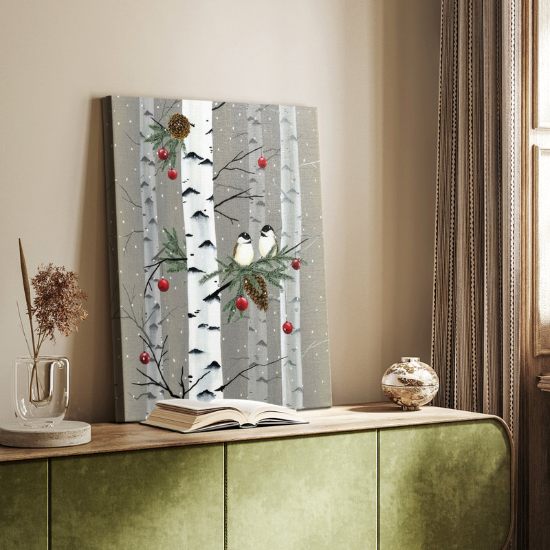 Birch Birds I -Custom Wrapped Gallery Cavas, 60" H x 40" W