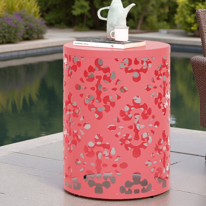 Outdoor Metal End Table -Large, Red