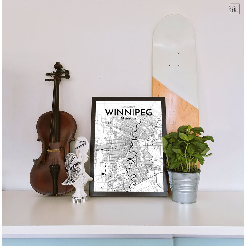 « winnipeg city map », reproduction d’impression sur affiche en encre, H 27,6 po x l 19,7 po