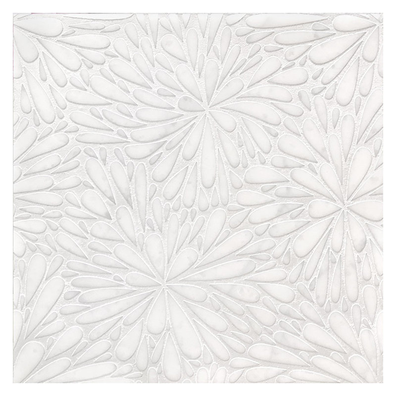 Lumiflora - Flower Engraved Marble Tile - Glitter Gold, Glitter Gold