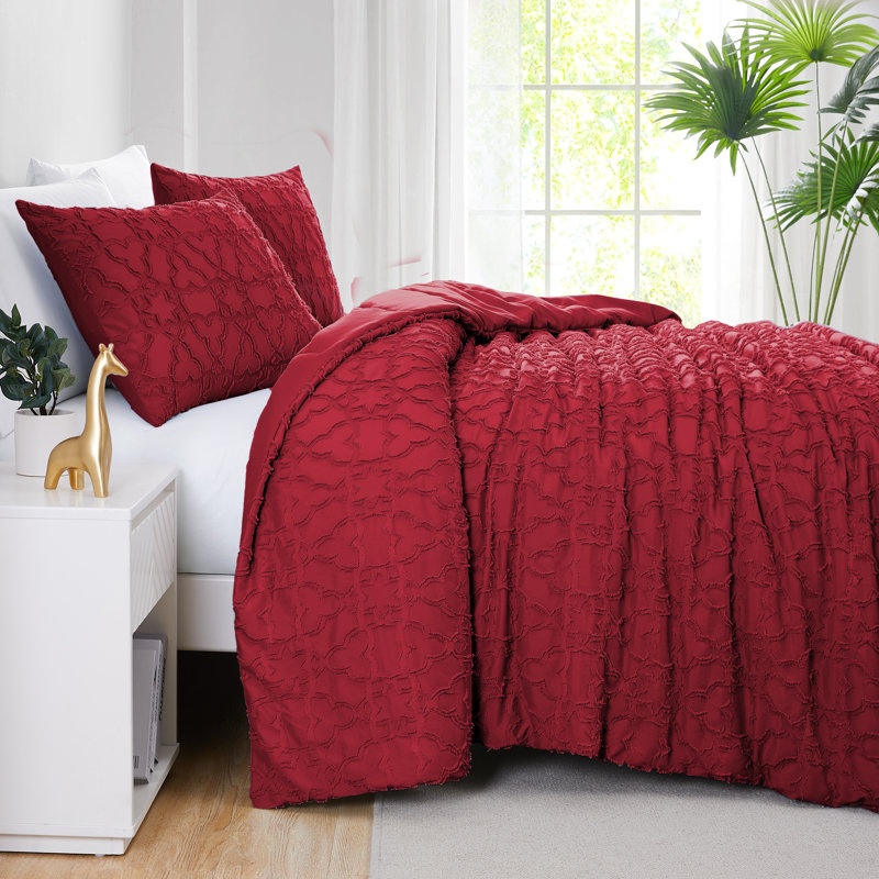Marrakech Collection Clipped Jacquard Microfiber Comforter Set by Southshore Fine Linens, Queen Comforter + 2 Standard Shams