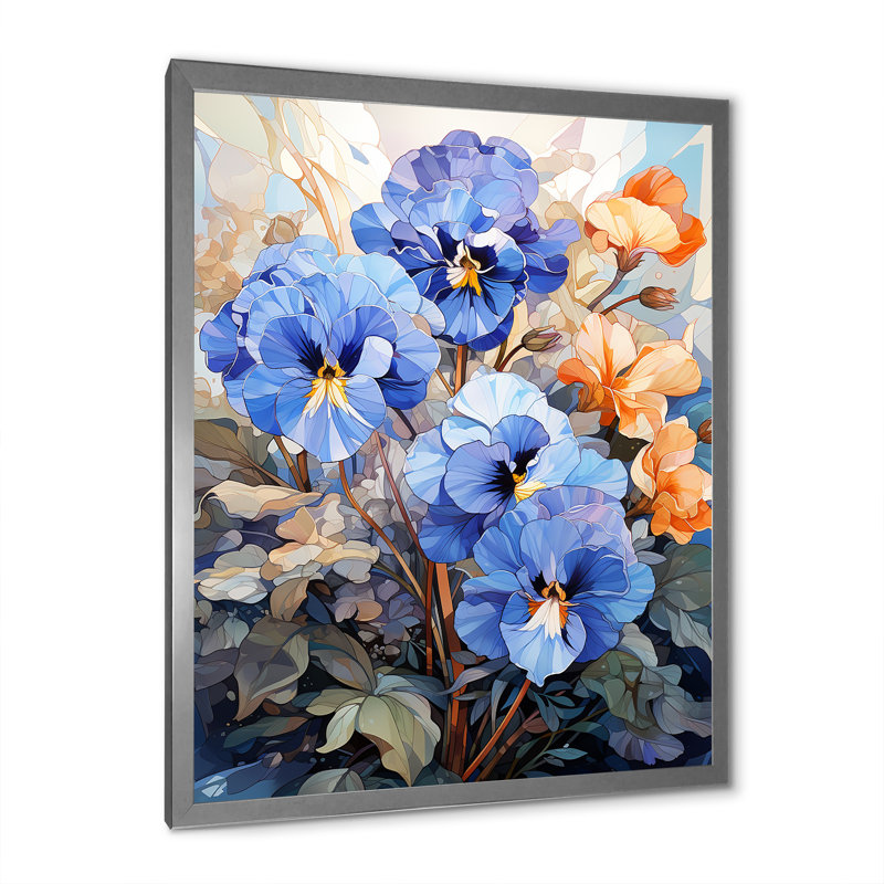 Vibrant Pansy Medley III, Cadre simple argenté, H 44 po x l 34 po x P 1,5 po
