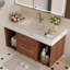 Meuble-lavabo flottant avec lavabo en céramique, meuble-lavabo mural 2 tiroirs et plateau en ardoise-572013564-572013567-572013555
