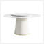 Table de salle à manger 59,05 "en pierre artificielle blanche ronde avec base en contreplaqué beige en polyuréthane - peut accueillir 8 personnes - Table tournante blanche en pierre artificielle 31,5" avec 6 chaises