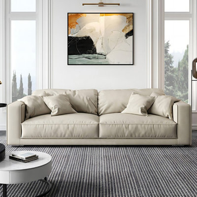 Causeuse-coussin standard en cuir véritable blanc crème