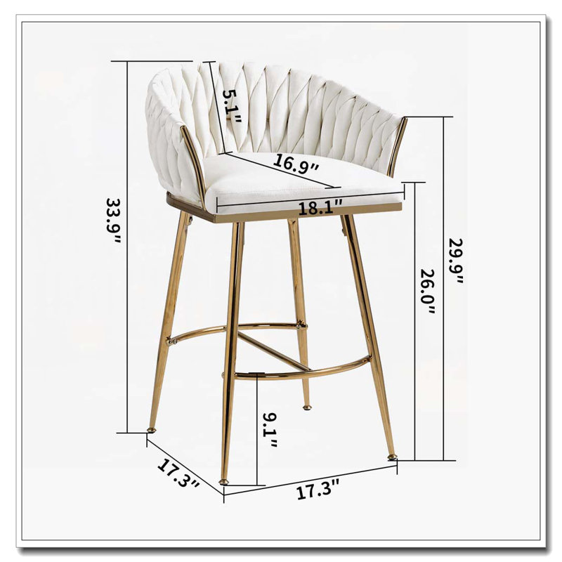 Tabourets de bar rembourrés en velours, Blanc