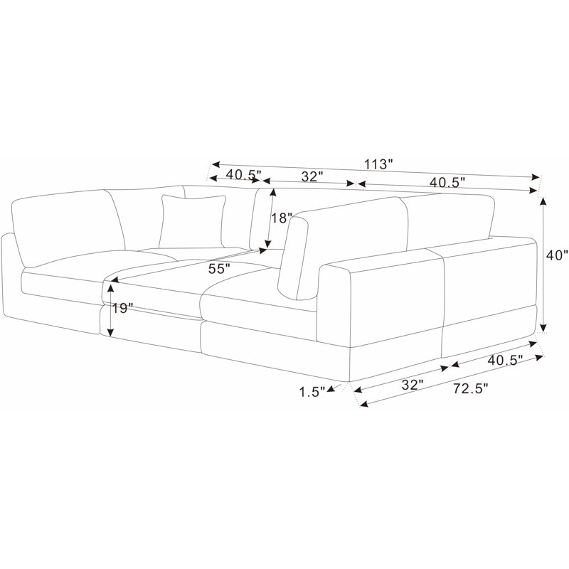 Cloud Haven Modular Sectional, Cream Corduroy